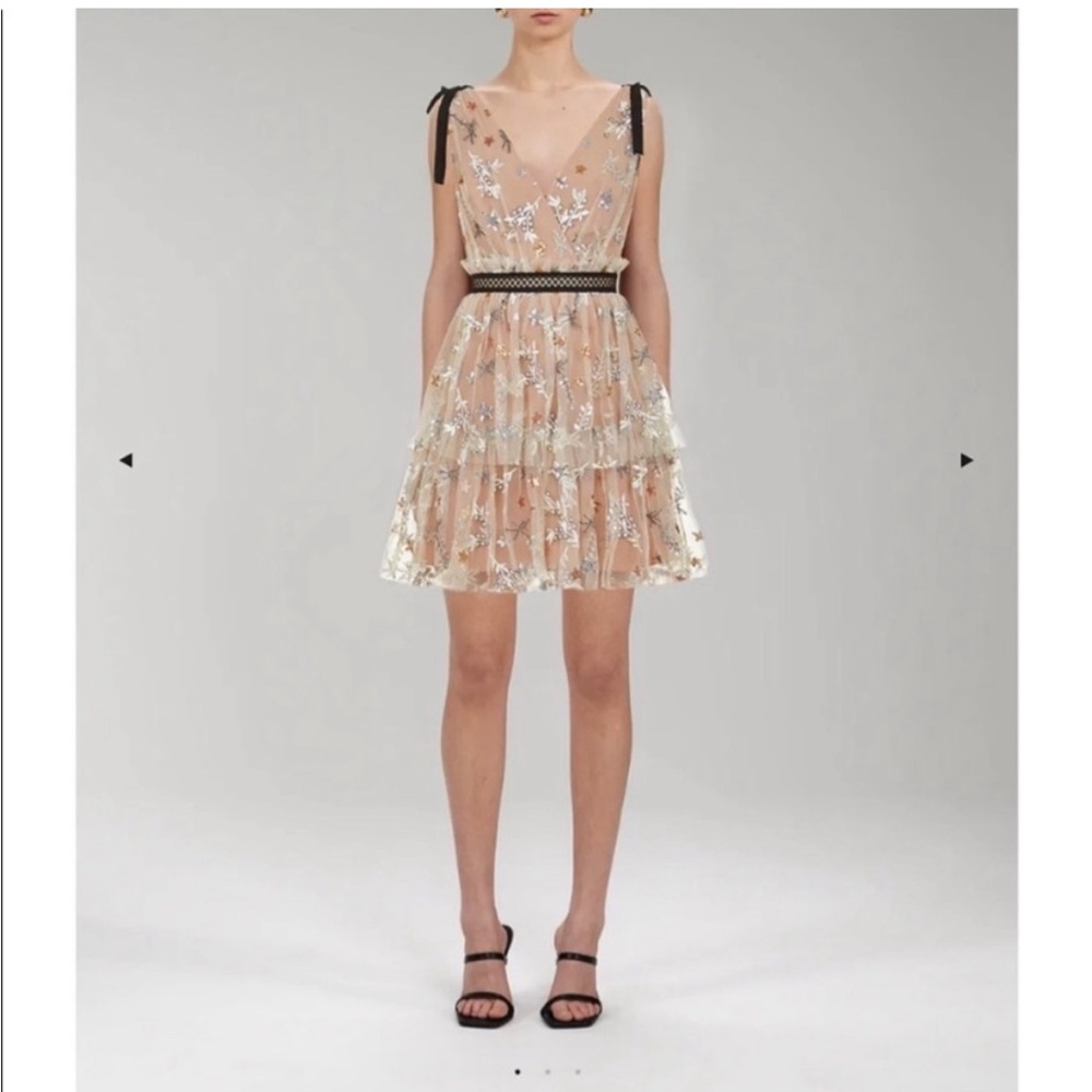 Self-Portrait Star Embellished Mini Tier Dress - Picture 3 of 7